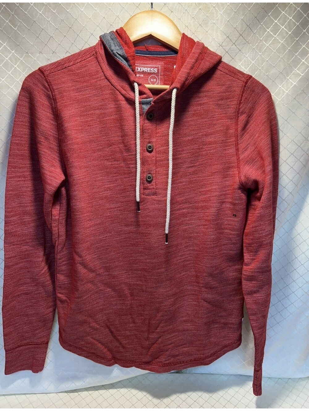 Express Knit Hoodie Mens XS Red Sweatshirt Pullover NWT